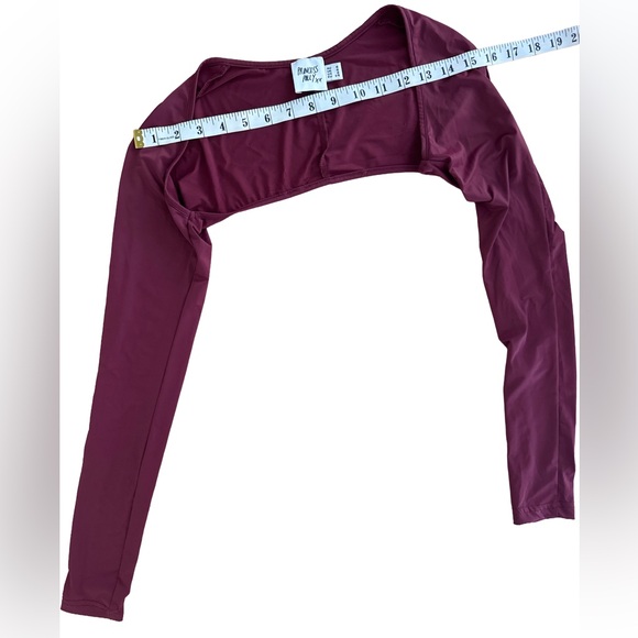 Princess Polly Bolero Shrug Long Sleeve Crop Top Burgundy Size 2 - Picture 3 of 4